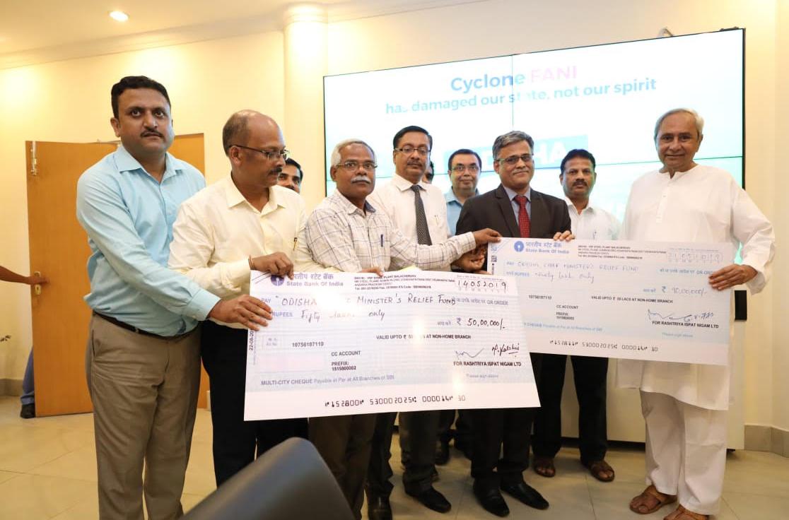 Fani Cyclone: Vizag Steel contributes Rs 140 lakhs to  ODISHA CM Relief Fund     