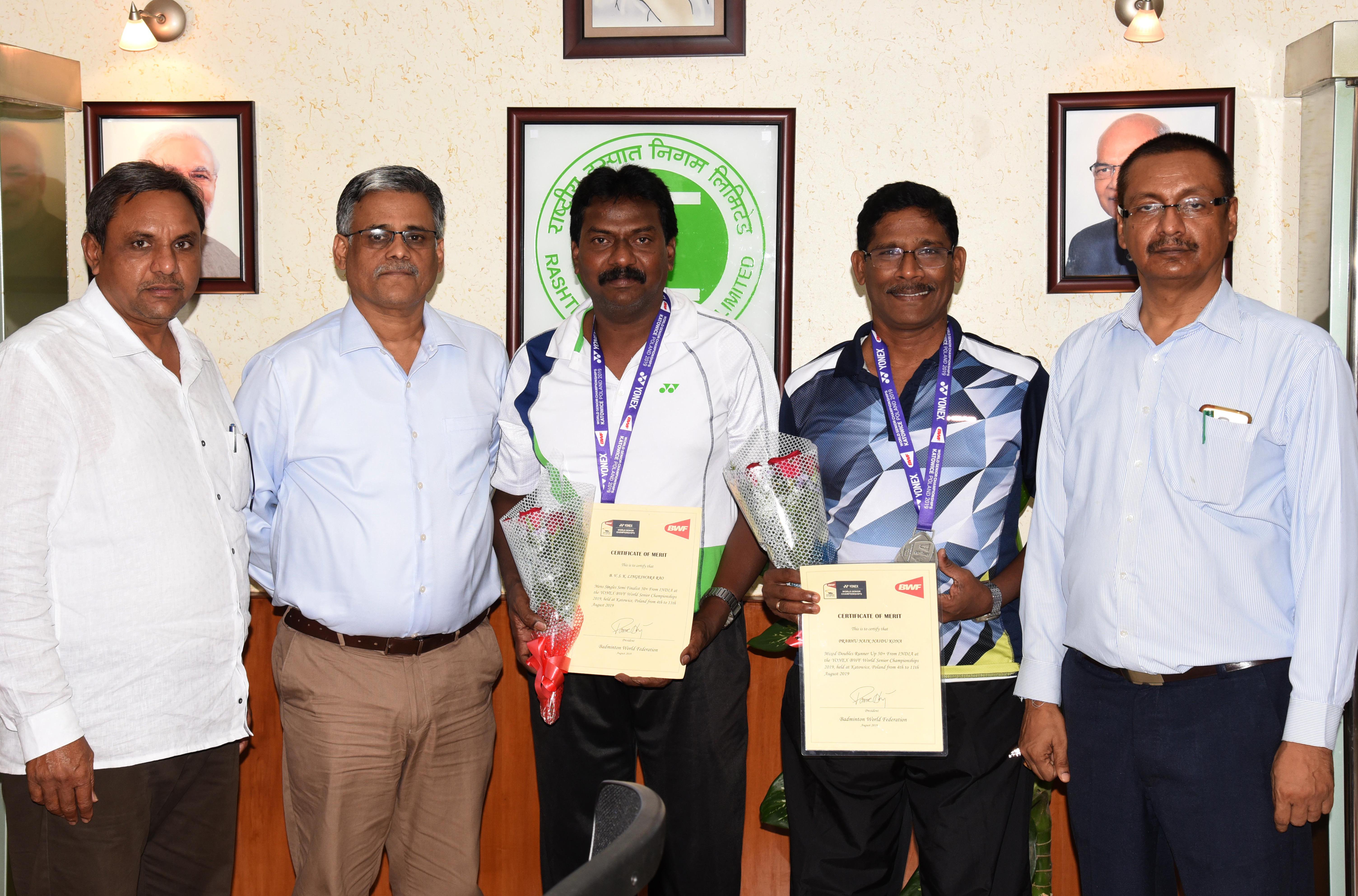 Two Vizag Steel employees brought Medals at  WBF Championship